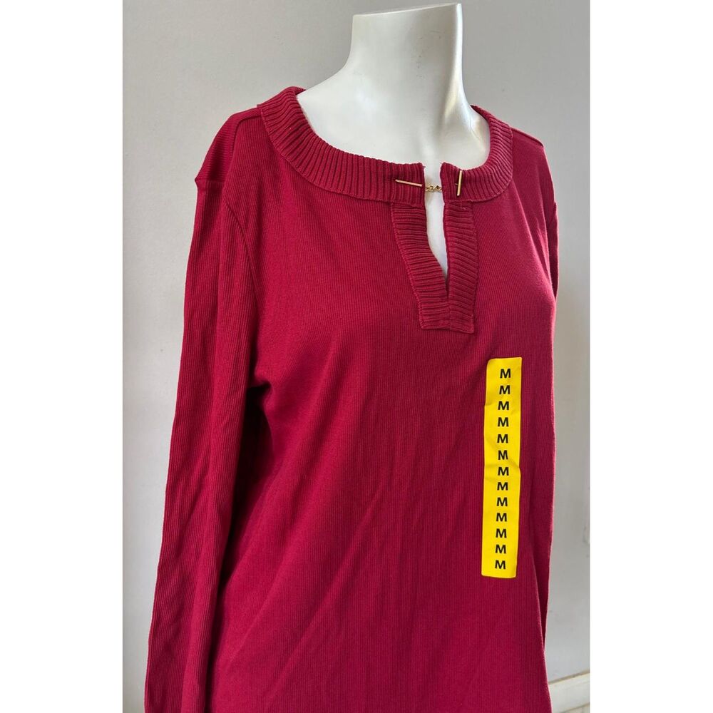Red Long Sleeve Top Blouse Size M